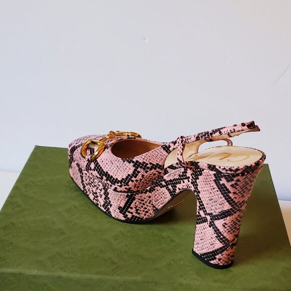 NIB Gucci Platform horsebit python print leather Pumps - IT 39/ US 9 - Picture 6 of 10